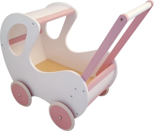 Playwood Poppenwagen Weiß mit Pink Classic